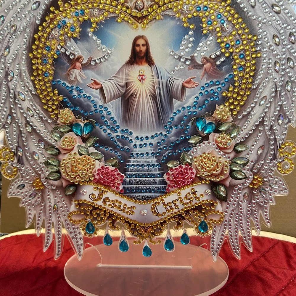 Decorative Religious Plaque with Gold and Blue Accents.   Steps to Heaven